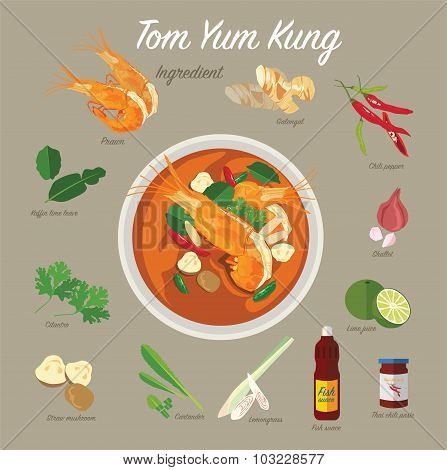 TOM YUM KUNG Thaifood with ingredient