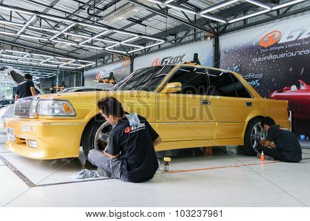 Polishing The Car Wheel