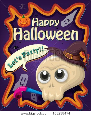 Vintage Halloween poster design with skull character