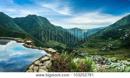 Amazing panorama view of rice terraces fields. Banaue Philippines