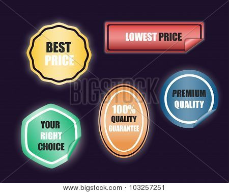 collection of sale and discount stylied banners stamp. Stickers best sale, top price and premium qua