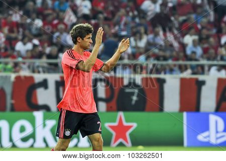 Thomas Muller Before The Beginning Of The Uefa Champions League Game Between Olympiacos And Bayern,