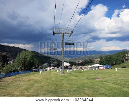 Concert Field With Ski Lift During Wanderlust Festival