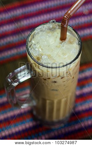 Coffe Cold On Wooden Table Brown  Background