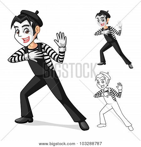 Mime Artist Perform Body Motions Cartoon Character