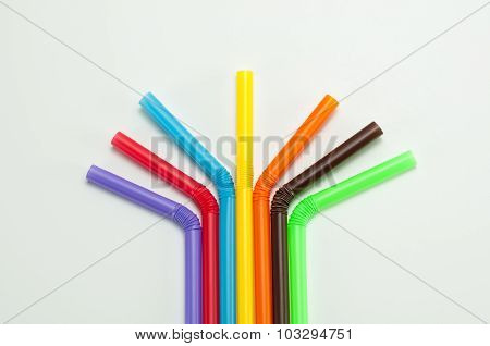Colorful drinking straws isolated on white background.