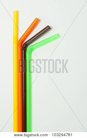 Colorful drinking straws isolated on white background.