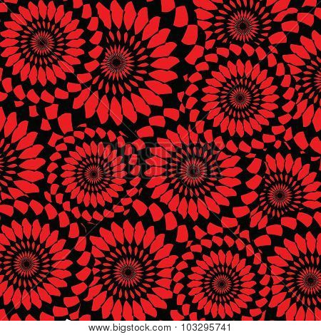 background with black and red abstract circular pattern