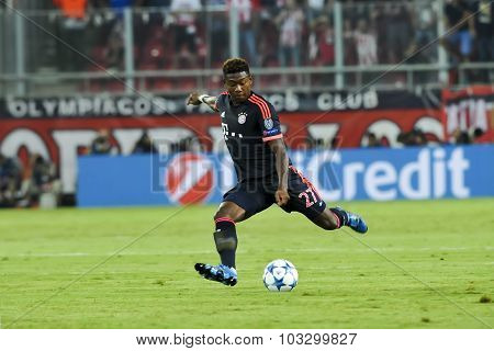 David Alaba During The Uefa Champions League Game Between Olympiacos And Bayern, In Athens, Greece.