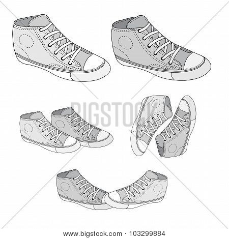 Classic sneaker sketched, Vector