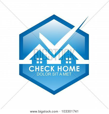 Logo check home blue icon abstract
