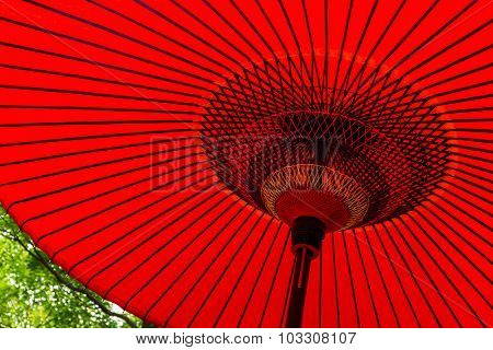 Red oriental paper umbrell
