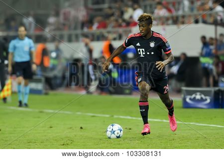 Kingsley Coman During The Uefa Champions League Game Between Olympiacos And Bayern, In Athens, Greec