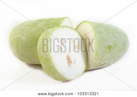 Slices Of Wax Gourd On White