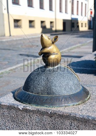 Lithuania, Klaipeda. The Bronze Figure Of A Mouse.