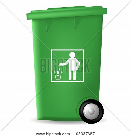 Green PlasticTrashcan