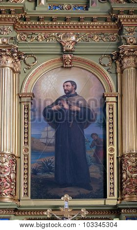 ZAGREB, CROATIA - MAY 28: Saint Francis Xavier, altarpiece in the Basilica of the Sacred Heart of Jesus in Zagreb, Croatia on May 28, 2015