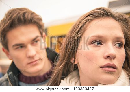 Couple During Break Up - Sad Young Woman
