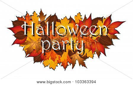Halloween party on autumn leaves