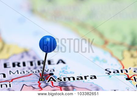 Asmara pinned on a map of Asia