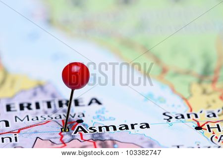 Asmara pinned on a map of Asia