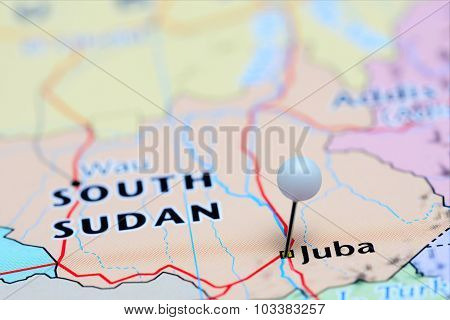 Juba pinned on a map of Asia