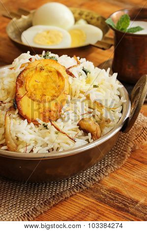 Egg Biryani Indian food in old Kadai