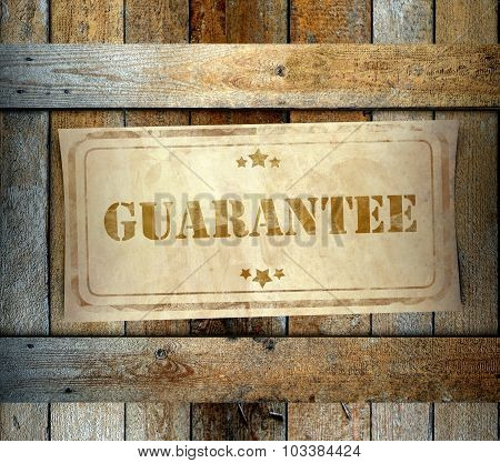 Stamp Guarantee Label Old Wooden Box