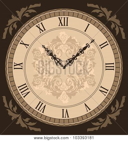 Close-up vintage clock with vignette arrows