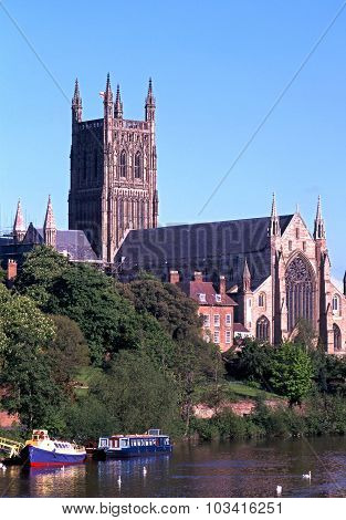 Worcester Cathedral and River Severn.