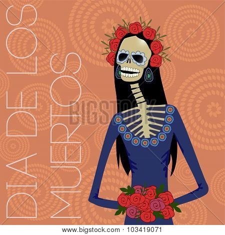 Day of dead sugar skull woman