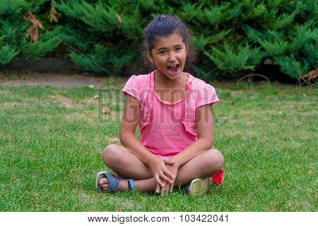 Small Screaming Gypsy Child Girl Outside