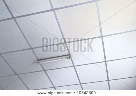Old Texture Of White Panels For Suspended Ceiling.