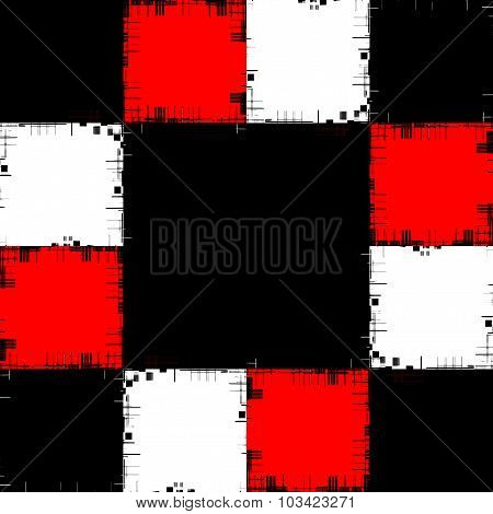Black And Red Patch Pattern Collage In A Chessboard Order.backgr