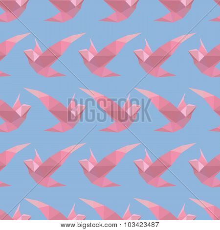 Polygonal Seamless Pattern With Birds