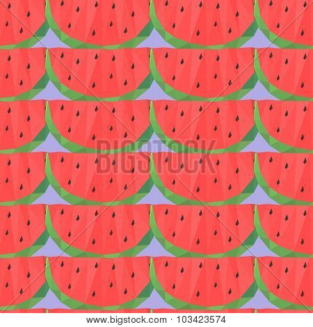 Low Poly Seamless Pattern With Watermelons