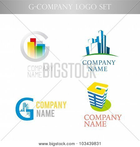 Vector stylish logo collection for urban building office company isolated on white background.