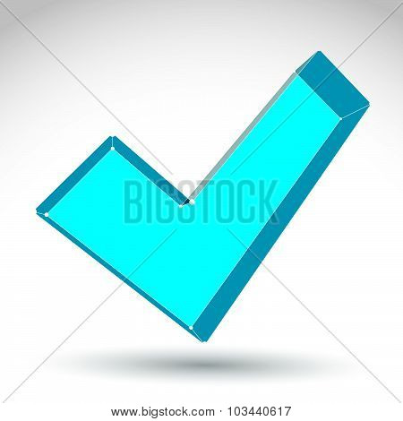 3d mesh colorful validation sign isolated on white background, stylish checkmark icon