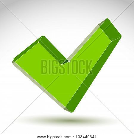 3d mesh colorful validation sign isolated on white background, stylish ecology checkmark icon