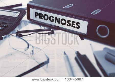 Office folder with inscription Prognoses.