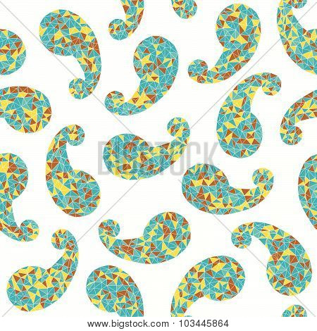 Geometric paisley backdrop. Seamless pattern.
