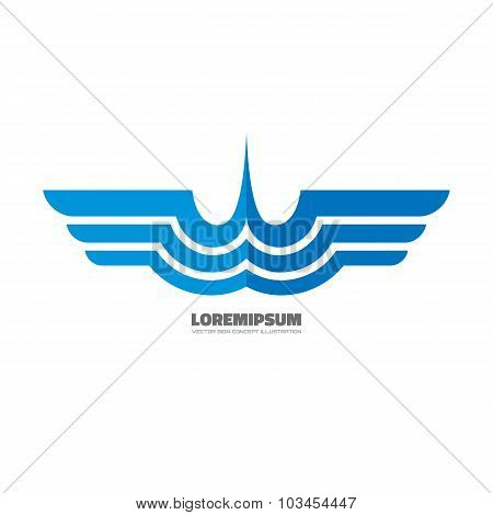 Blue wings - vector logo concept illustration. Airplane logo. Aircraft logo. Transport logo.
