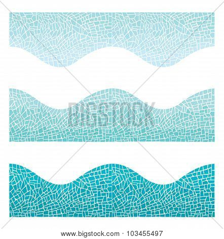 Seamless Background Wave Mosaic Of Blue Color