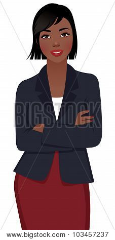 Young African American Woman Businessman In Suit Isolated On White Background