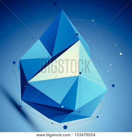 Blue contemporary technological misshapen construction, colorful abstract 3d background