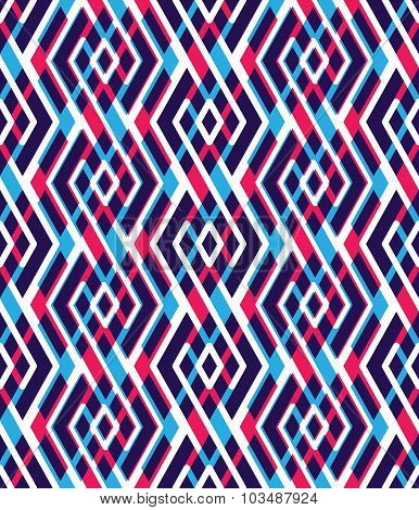 Bright Abstract Seamless Pattern With Interweave Lines. Vector Psychedelic Wallpaper With Stripes. E