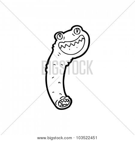 simple black and white line drawing cartoon  leech