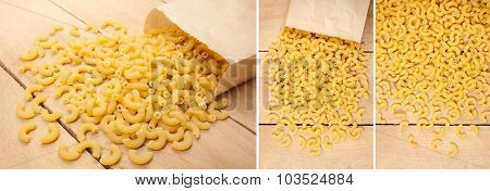 chifferi rigati pasta isolated on a wooden background