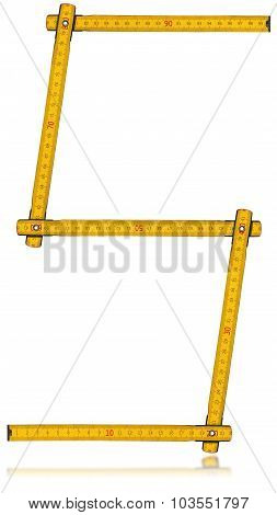 Font S Or 5 - Old Yellow Meter Ruler