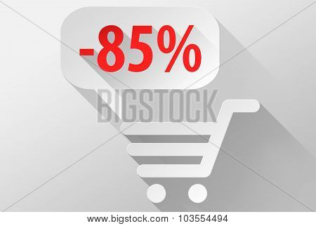 Shopping Sale 85% Widget And Icon 3D Illustration Flat Design